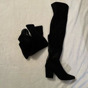 black knee high heeled boots